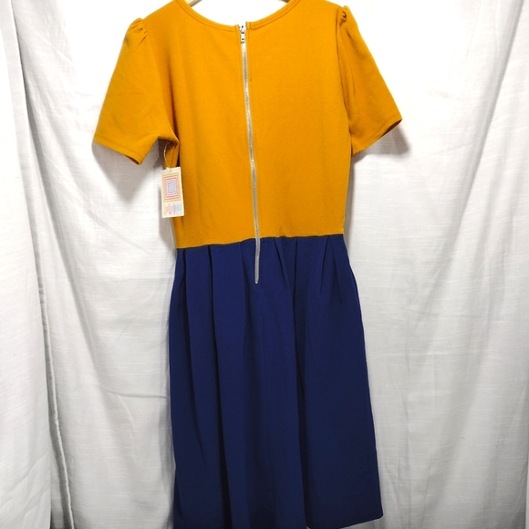 Lularoe Amelia Pleated Color Block Pleated Flowy Midi Dress - Picture 11 of 14